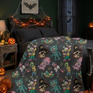 Cobertor Sherpa Monograma Personalizado Desenho Animado Zumbi Padr