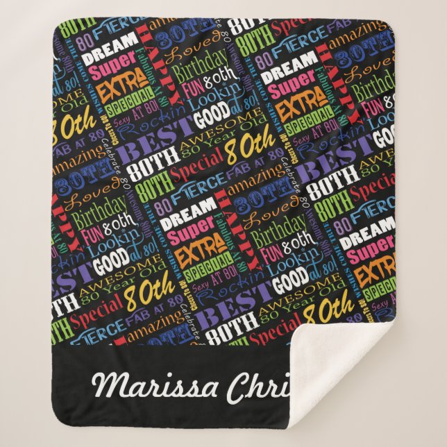 Cobertor Sherpa Monograma Personalizado Especial de Festa de anive (Frente)