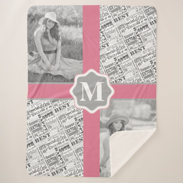Cobertor Sherpa Monograma Personalizado Especial do aniversário de (Frente)
