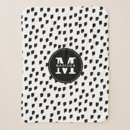 Cobertor Sherpa Monograma Preto e Branco de Brushbird