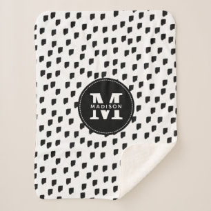 Cobertor Sherpa Monograma Preto e Branco de Brushbird