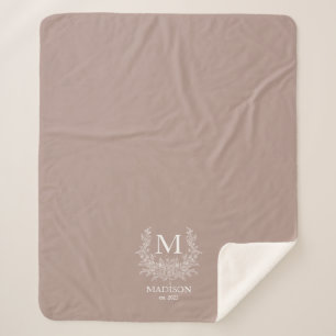 Cobertor Sherpa Monograma Russo Prata Rosa personalizado inicial