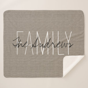 Cobertor Sherpa Monograma Rustic Beige Family