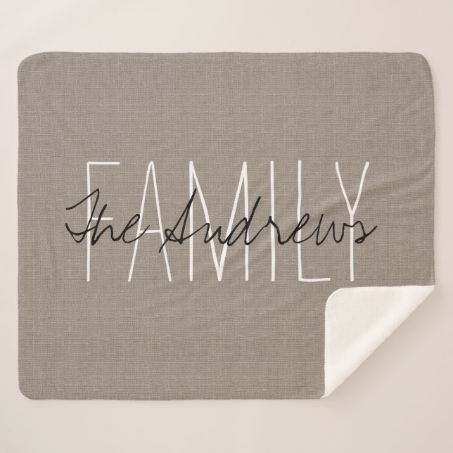 Cobertor Sherpa Monograma Rustic Beige Family (Frente (Horizontal))