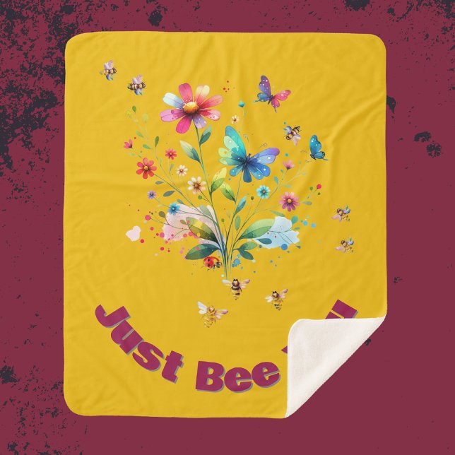 Cobertor Sherpa Monograma Simples de Aquarela com Abelhas na mosta (Criador carregado)