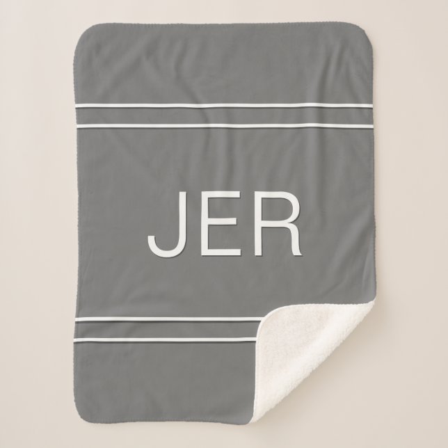 Cobertor Sherpa Monograma Simples Moderno Minimalista Elegante Cin (Frente)
