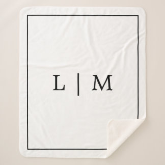 Cobertor Sherpa Monograma simples, preto e branco, minimalista