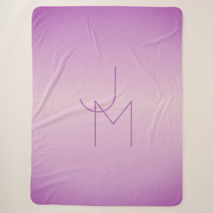 Cobertor Sherpa Monograma Sobreposto Único Rosa Lavanda Suave