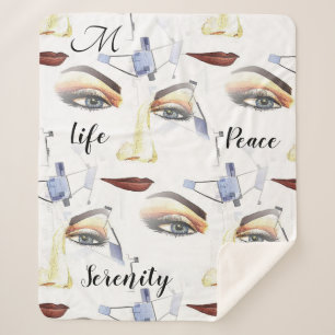 Cobertor Sherpa Monograma Trabalho de arte de Artística Chic Femin