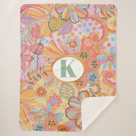 Cobertor Sherpa Monograma Trippy Floral Mood Nostálgico