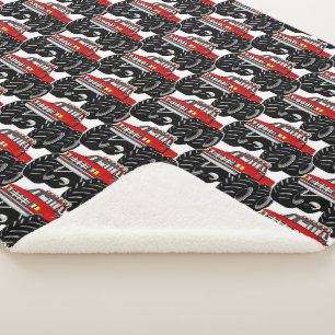 Cobertor Sherpa Monster truck vermelho