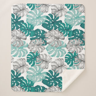 Cobertor Sherpa Monstera Duo Tone: Trópicos mínimos
