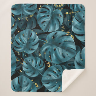 Cobertor Sherpa Monstera Palm, Ouro Sem Olhos.
