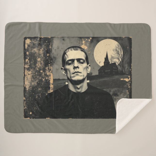 Cobertor Sherpa Monstro de Frankenstein Halloween (Frente (Horizontal))