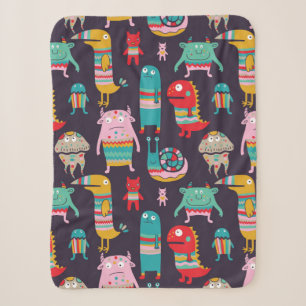 Cobertor Sherpa Monstros engraçados, padrão perfeito
