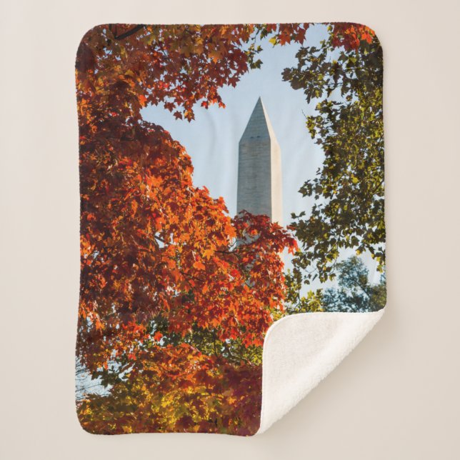 Cobertor Sherpa Monumentos | Monumento de Washington no outono (Frente)