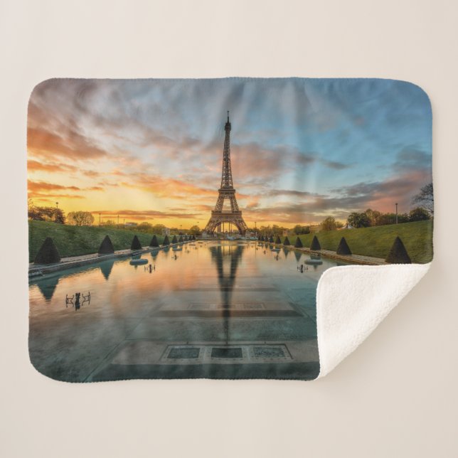 Cobertor Sherpa Monumentos | Torre Eiffel Sunrise (Frente (Horizontal))
