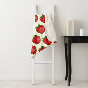 Cobertor Sherpa Morango, Morangos Vermelhos, Fruta, Folha