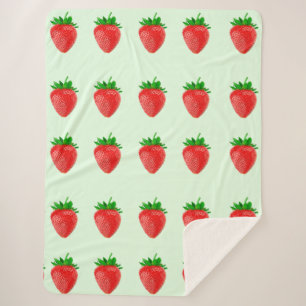 Cobertor Sherpa Morangos em verde Sherpa Blanket