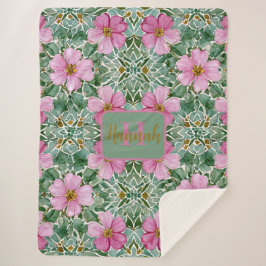 Cobertor Sherpa Mosaico do Jardim Rosa Sherpa Blanket