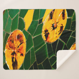 Cobertor Sherpa Mosaico Espanhol Amarelo e Verde