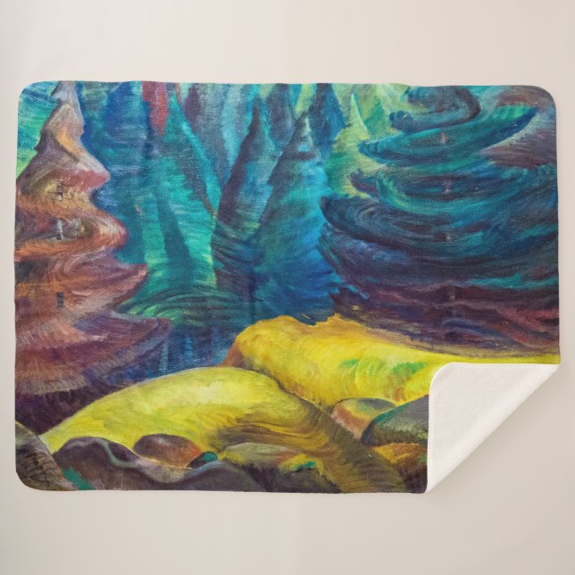 Cobertor Sherpa Moss Amarelo | Emily Carr | (Frente (Horizontal))