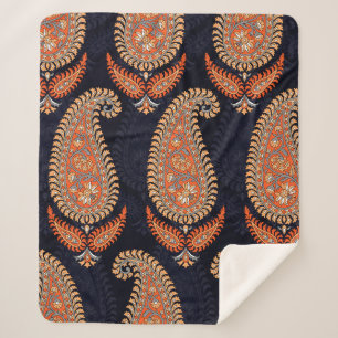 Cobertor Sherpa Motif floral de Mughal em marinho