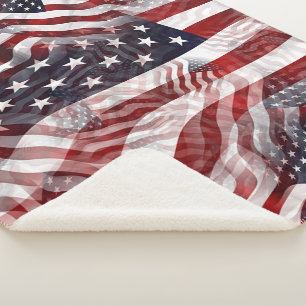 Cobertor Sherpa Motivo Abstrato da Bandeira Americana Vermelha Bra