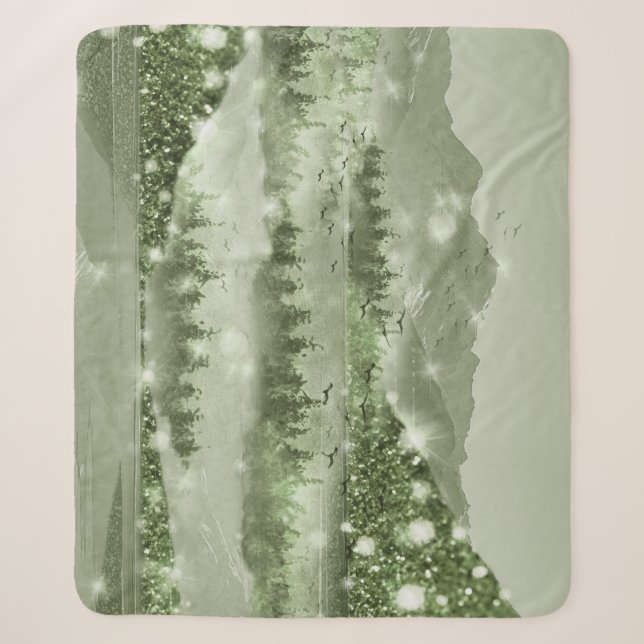 Cobertor Sherpa Mountain Forest Lake Landscape Mixed Media (Frente)