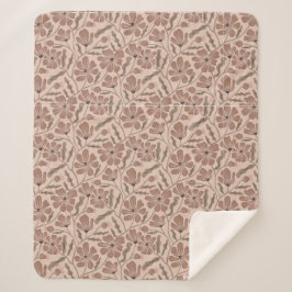 Cobertor Sherpa Mousse de Mocha Abstrato Flor Moderno de Meados do