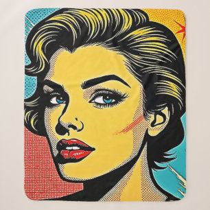 Cobertor Sherpa Mulher de Arte Pop Ousada Definida