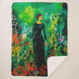 Cobertor Sherpa Mulher no Belo Prado Verde