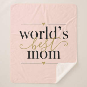 Cobertor Sherpa Mundo Rosa e Dourado Melhor Mãe Elegante