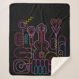 Cobertor Sherpa Music Neon Colors Design