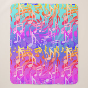 Cobertor Sherpa Música Bonita Notas Musicais Coloridas Girando