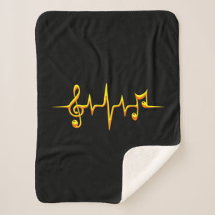 Cobertor Sherpa Música Pulse Notes Clef Frequency Wave Sound