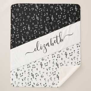 Cobertor Sherpa Musical personalizado preto e branco