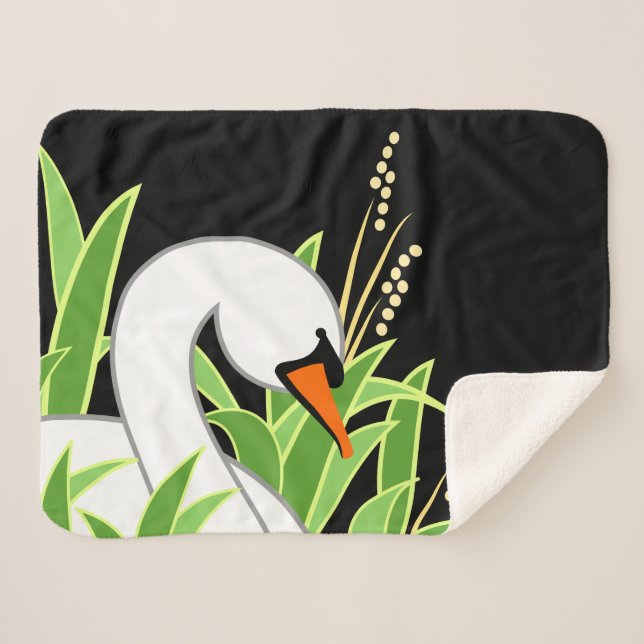 Cobertor Sherpa Mute Swan A Preto (Frente (Horizontal))