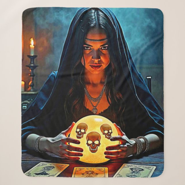 Cobertor Sherpa Mystic Psychic Fortune Teller Design (Frente)