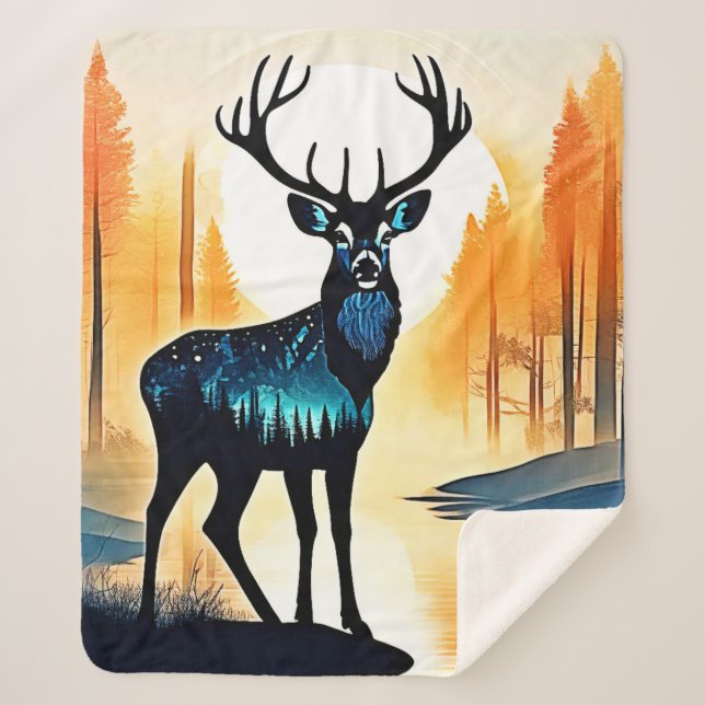 Cobertor Sherpa Mystical Forest Deer (Frente)