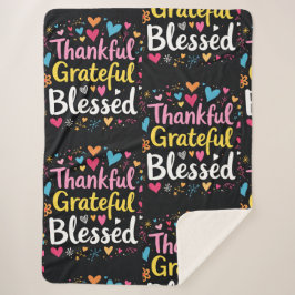 Cobertor Sherpa Na moda abençoado, Grata Ação de Graças
