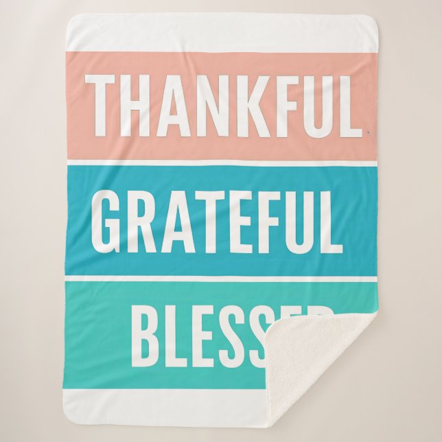Cobertor Sherpa Na moda abençoado, Grata Ação de Graças (Frente)