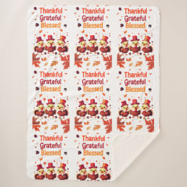 Cobertor Sherpa Na moda abençoado, Grata Ação de Graças
