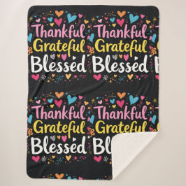 Cobertor Sherpa Na moda abençoado, Grata Ação de Graças