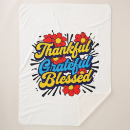 Cobertor Sherpa Na moda abençoado, Grata Ação de Graças