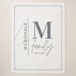 Cobertor Sherpa Na moda de marinho da família do monograma moderno