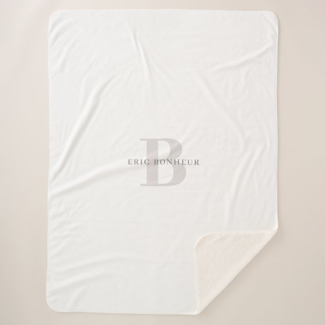 Cobertor Sherpa Na moda Modern Name & Monograma (Frente)