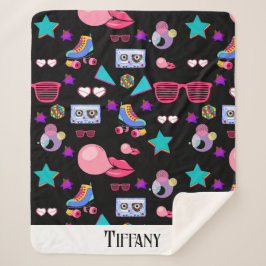 Cobertor Sherpa Naipes Retro black 80s Costume Vibrant culture pop