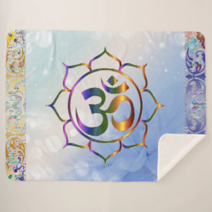 Cobertor Sherpa Namaste Om Lotus Rainbow Vintage Espiritual