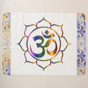 Cobertor Sherpa Namaste Om Lotus Rainbow Vintage Sherpa Blanket